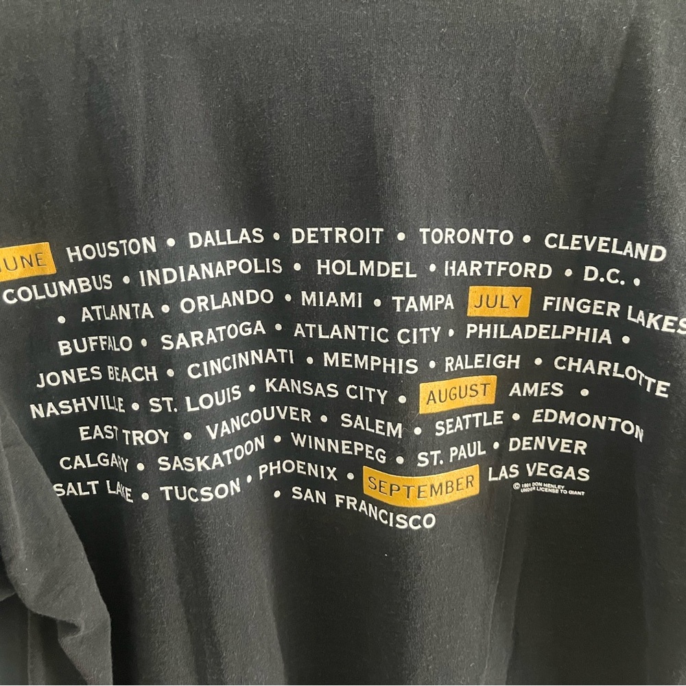 DON HENLEY 1991 Rare Vintage Single Stitch Tour Tee Shirt Sz XL GIANT Tag - Picture 4 of 5